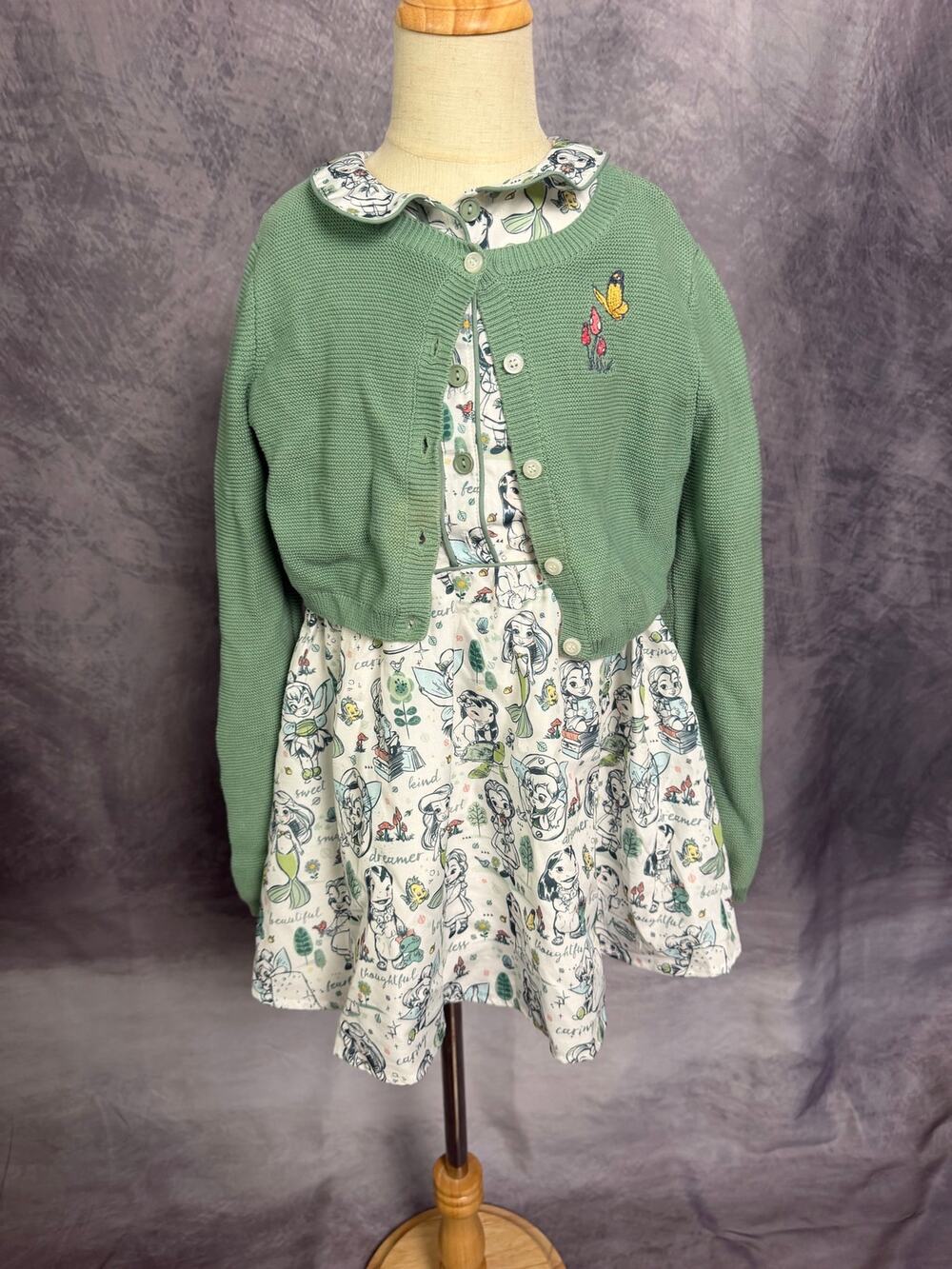 Disney Animator's Collection 2 piece outfit Dress plus Cardigan Sz 5/6 EUC